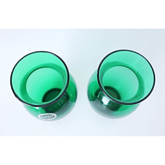 2 Vintage Forest Green Vases Anchor Hocking Vase  1960's - Picture 4 of 4